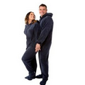 Unisex Coral Velvet Plush Hooded Footie Pajamas (Navy)